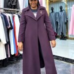 Elegant Tailored Long Coat - Burgundy