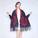 Unique Beautiful Poncho with sleeve and flower available in 4 classy colors