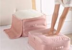Expandable magic duvet storage bags in pink baige and grey 2pcs - Image 2